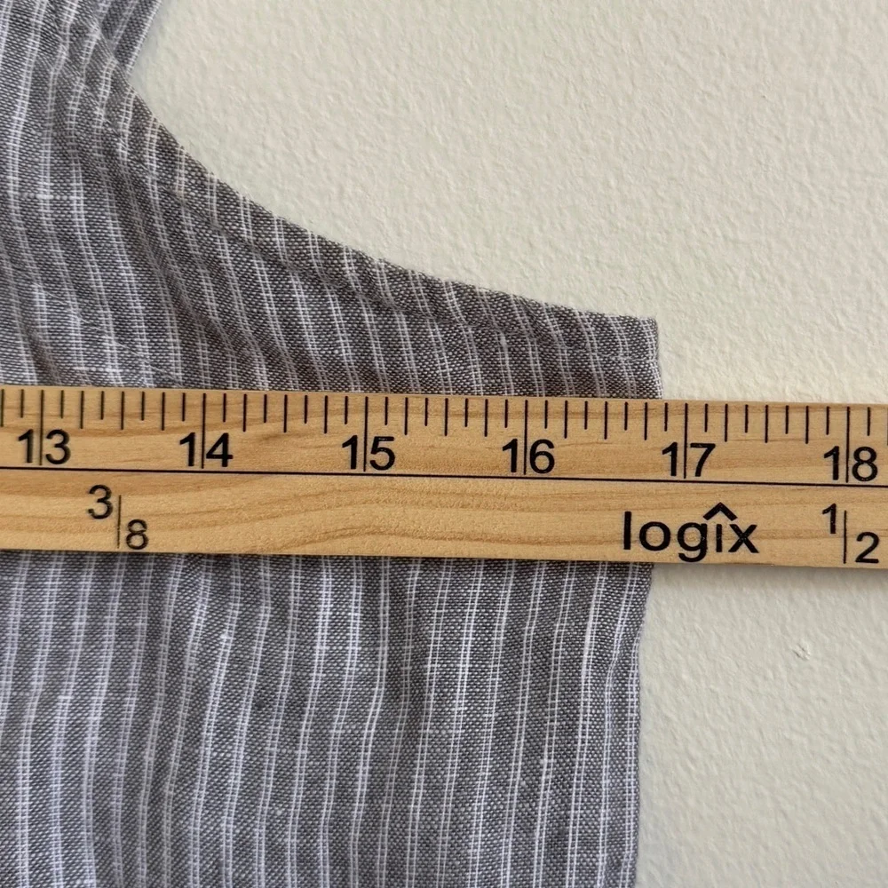 Everlane Linen Jumpsuit Square-neck Size 0 Striped Blue Summer Beach
